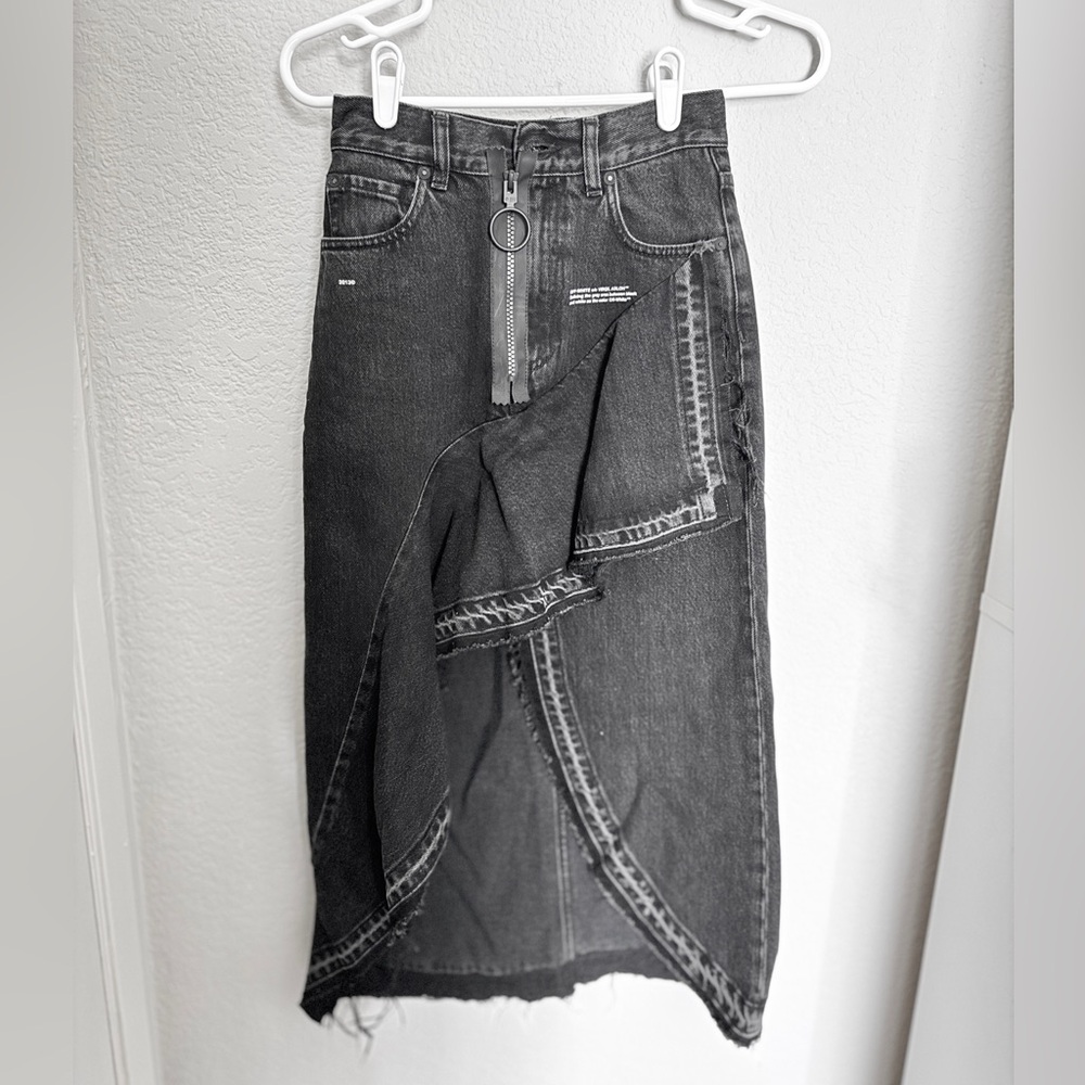 OFF-WHITE high-low black denim skirt S (36)